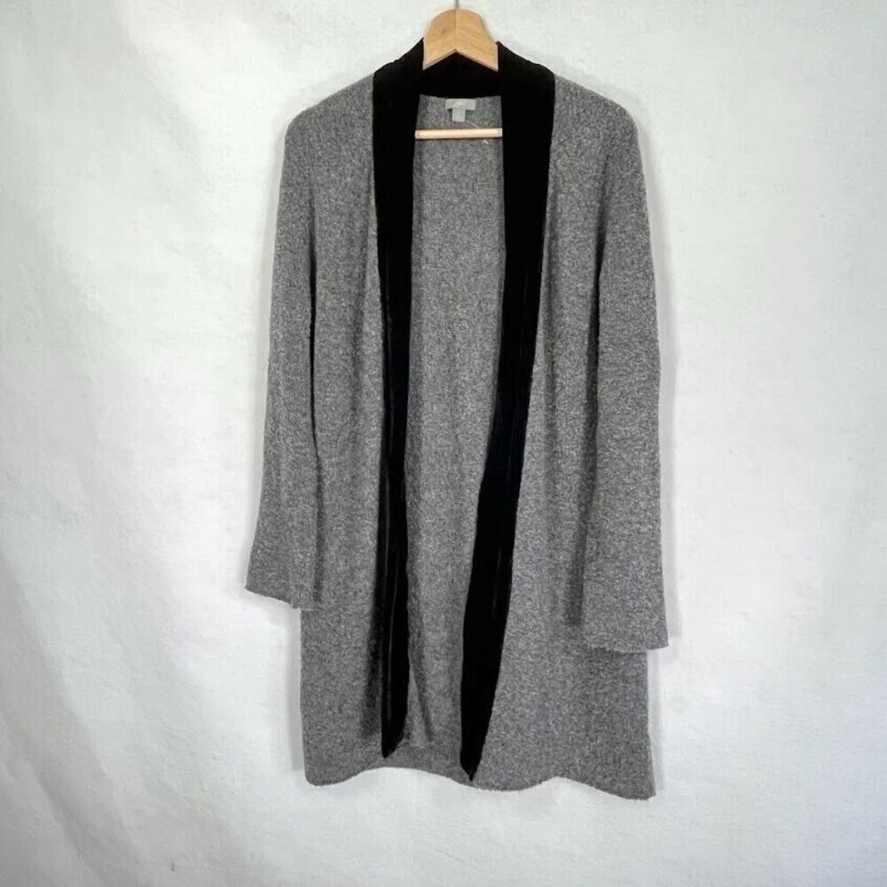 J. Jill Open Front Cardigan Wool Blend Long Duster Grandma Core Boho Academia L